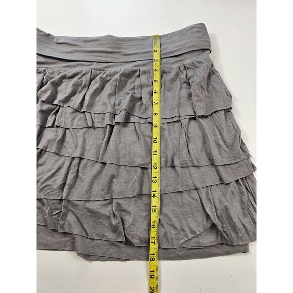 NWT grey teired layered MP skirt M PETITE elastic waist y2k fit flare NEW casual - Picture 5 of 5